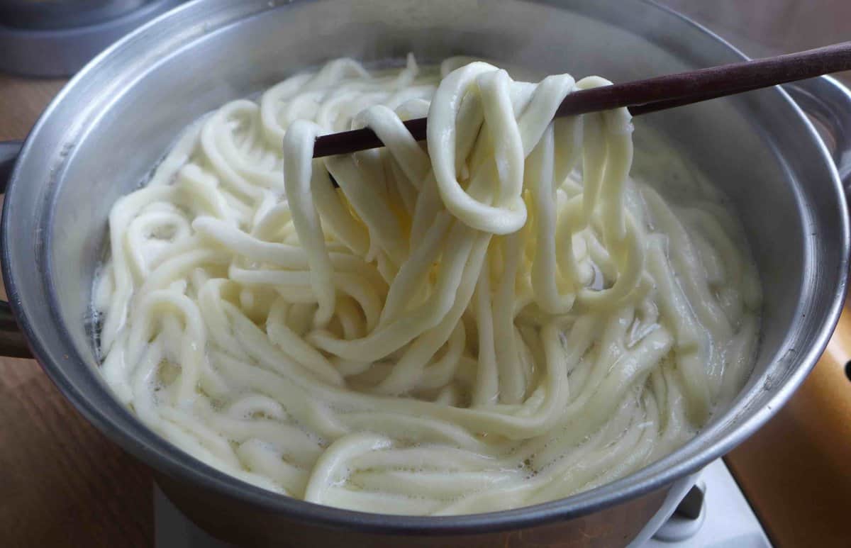boiling noodles.