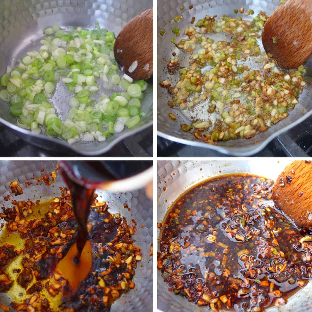 making scallion and soy sauce dressing