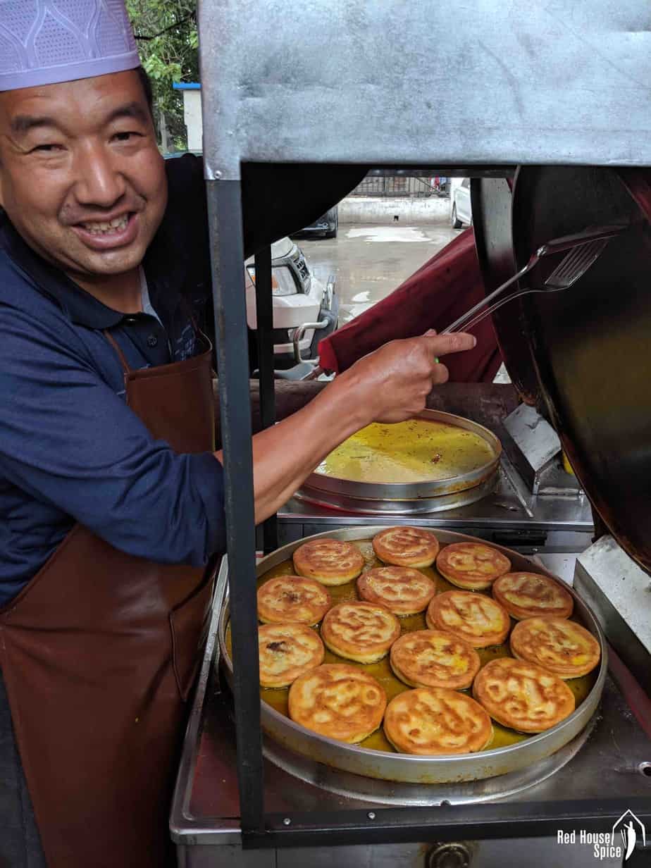 Beef flatbread sold at a street stall in Xi'an