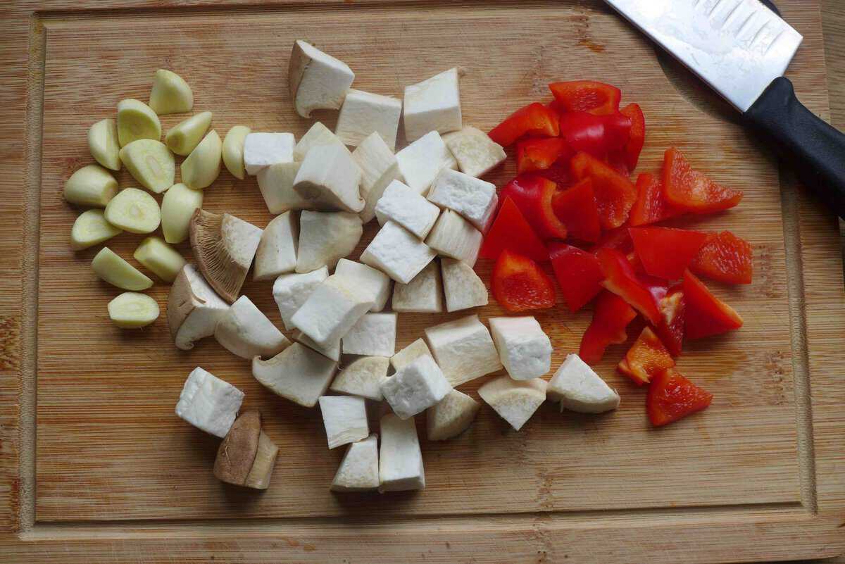 chopped vegetables.