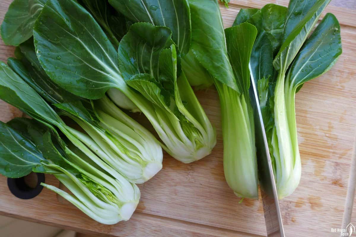 cutting Bok Choy into halves