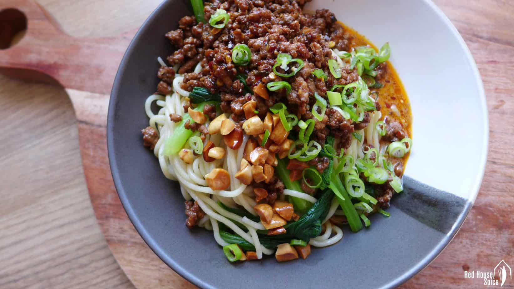 A bowl of Dan Dan noodles