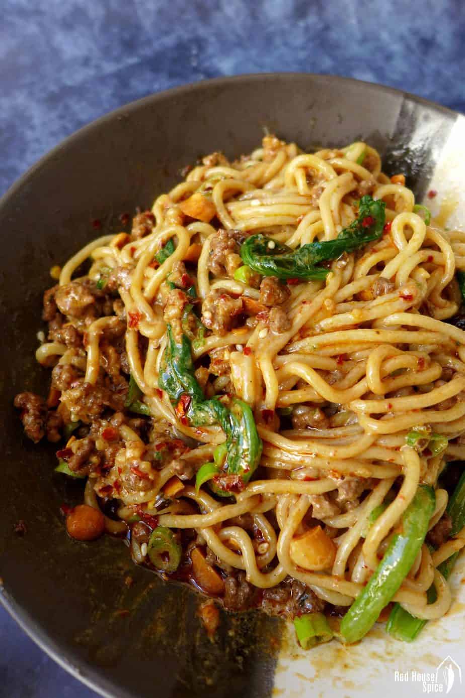 A bowl of Dan Dan noodles