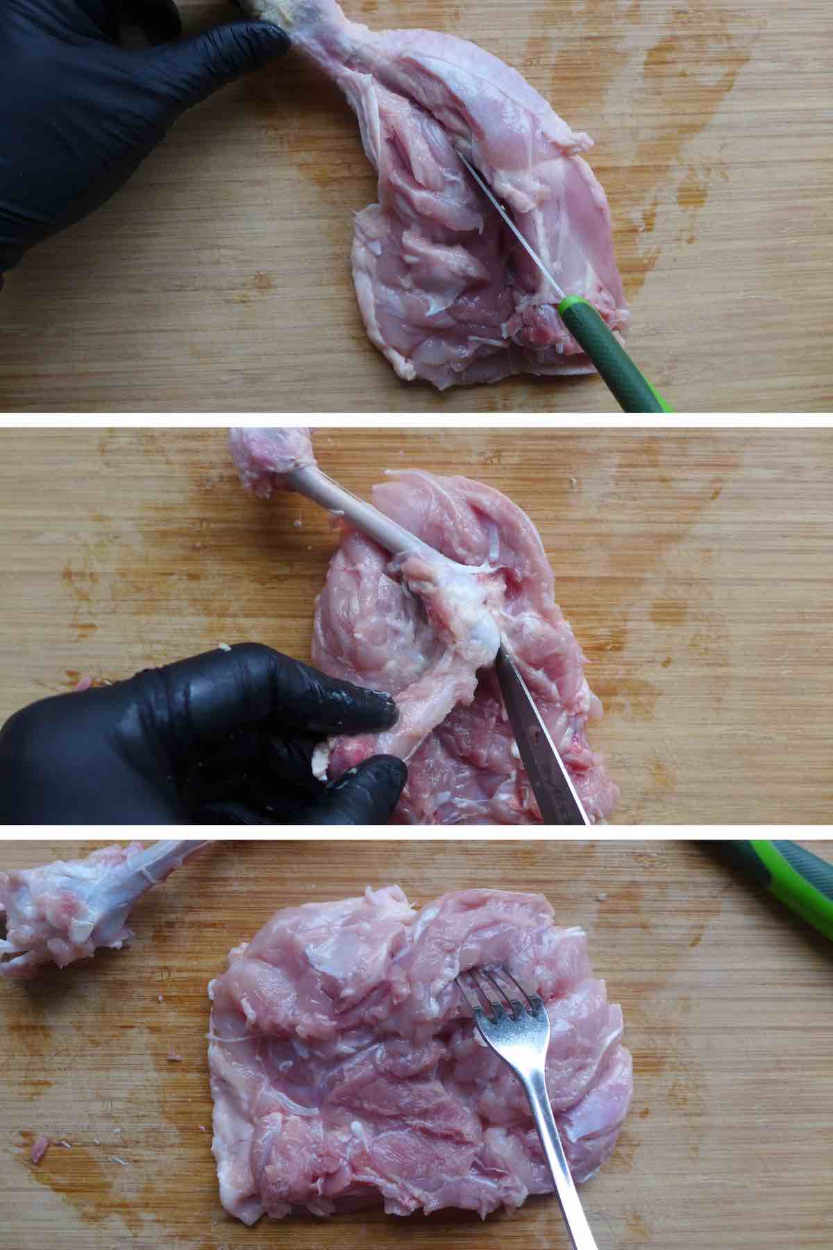 debone a chicken leg quarter.