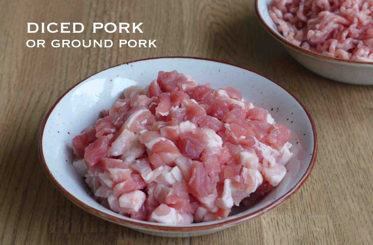 diced pork belly.