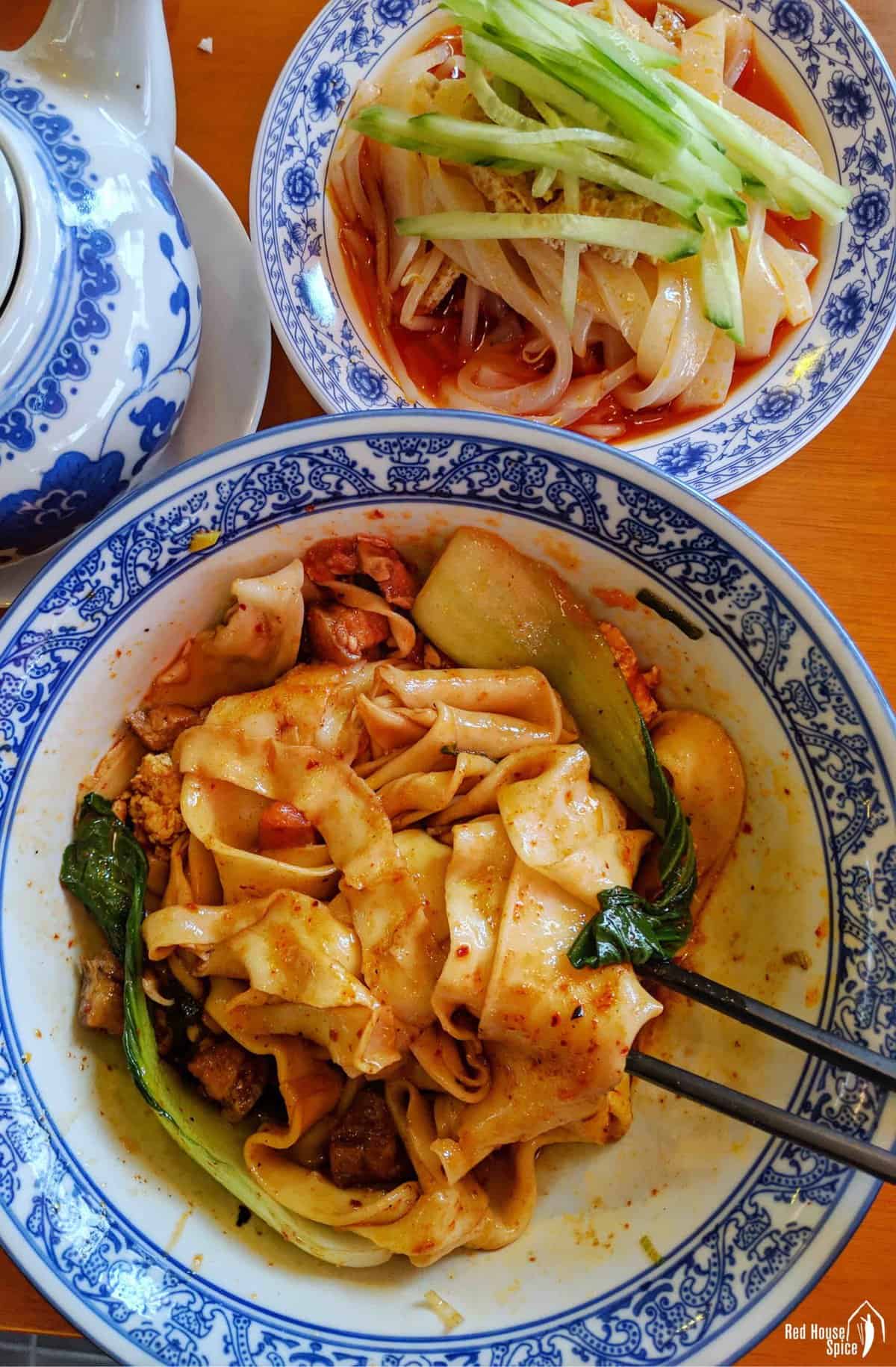 Biang Biang noodles and cold skin noodles.