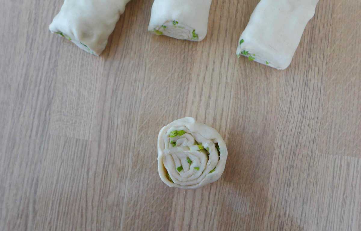 a layered pieces of dough