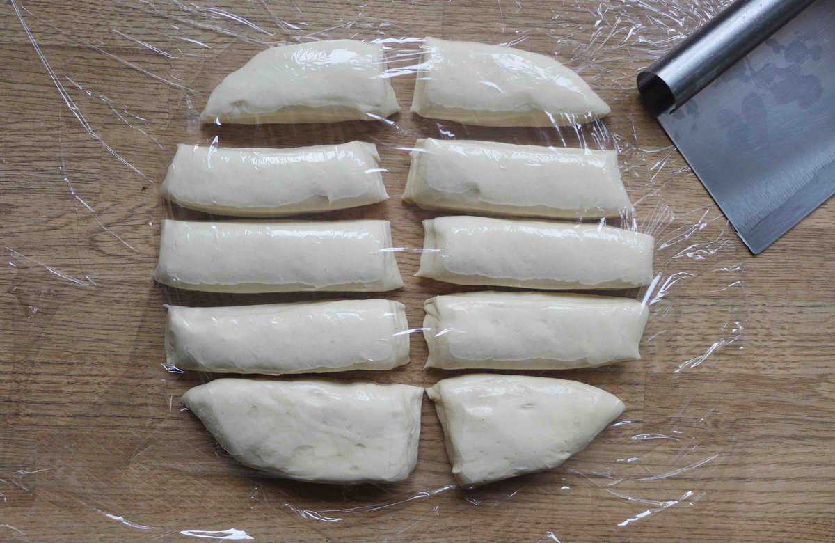 a pieces of dough but into 10 pieces.
