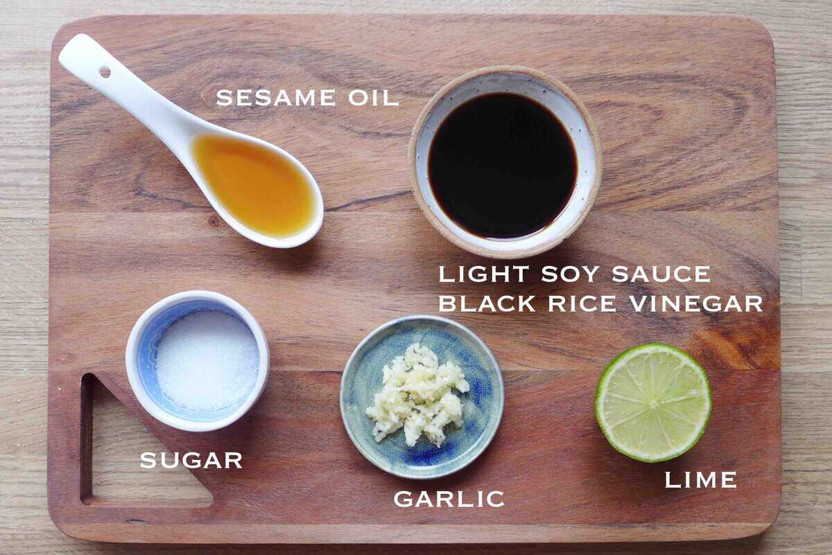 condiments for Napa cabbage salad dressing.