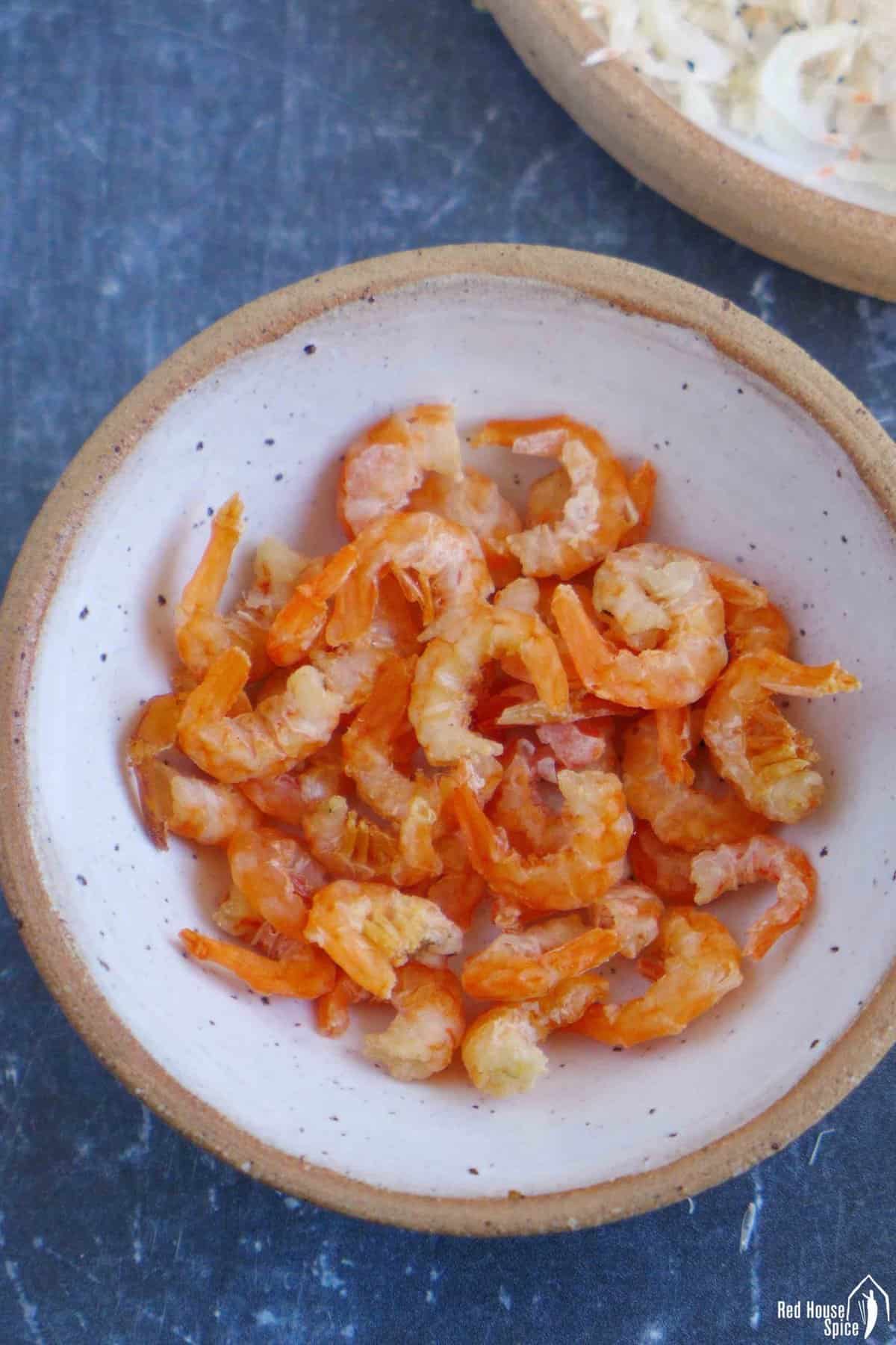 dried shrimp in a bowl.