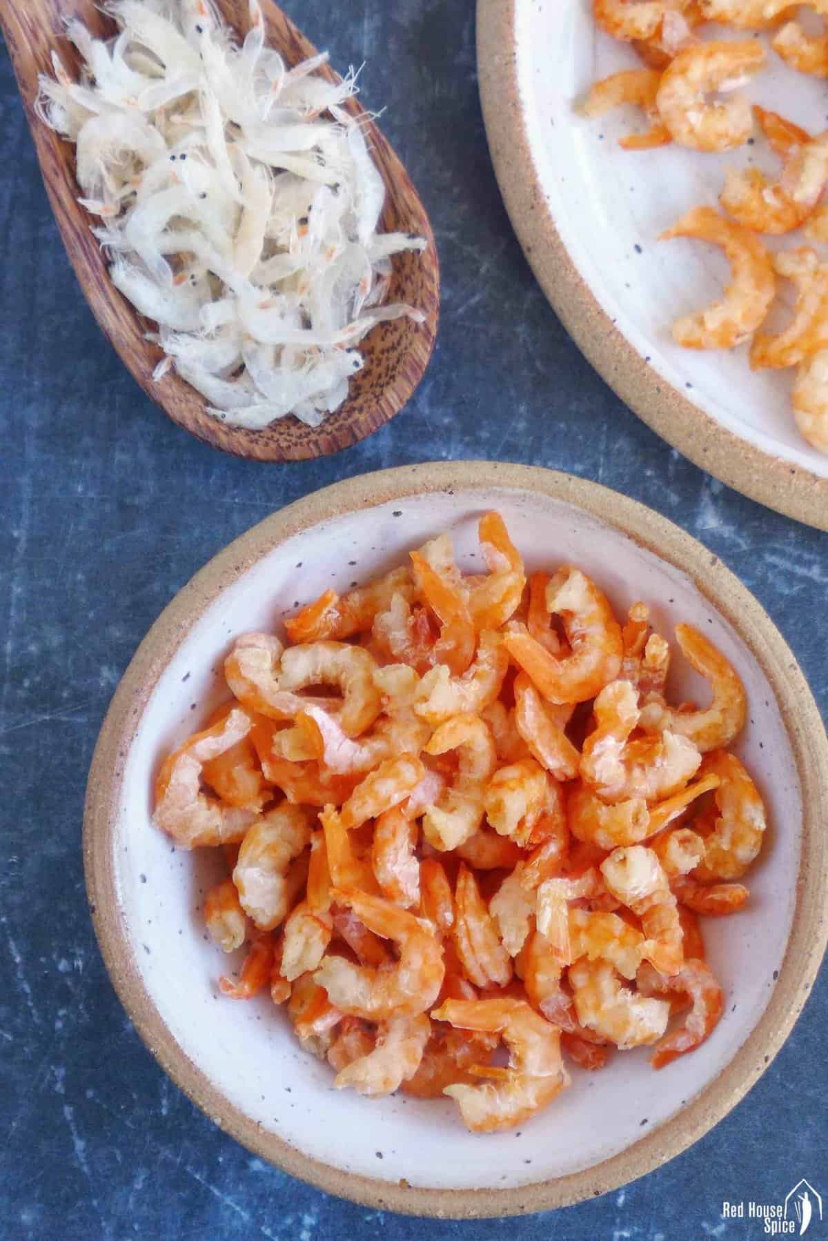 dried shrimp and papery dried shrimp.