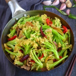 stir-fried cauliflower with pork belly