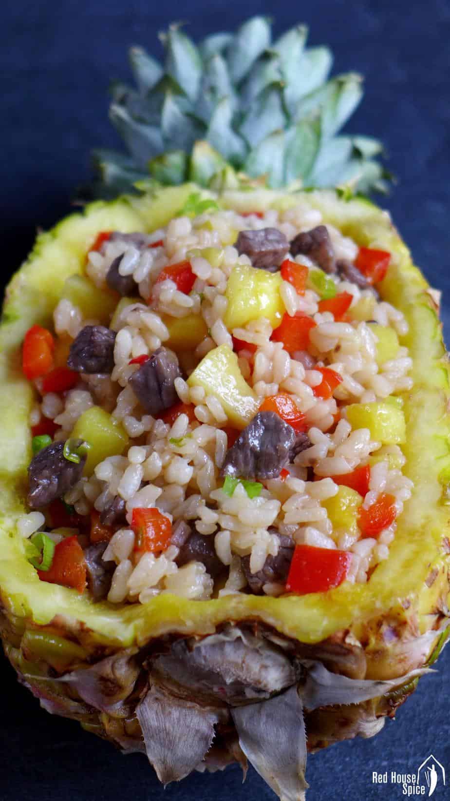 Fried rice with beef and pineapple