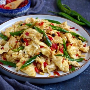 Hunan egg and pickled chili stir-fry