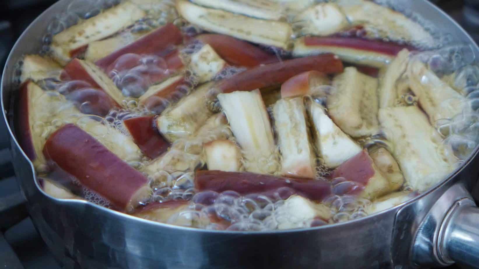 boiling eggplant batons