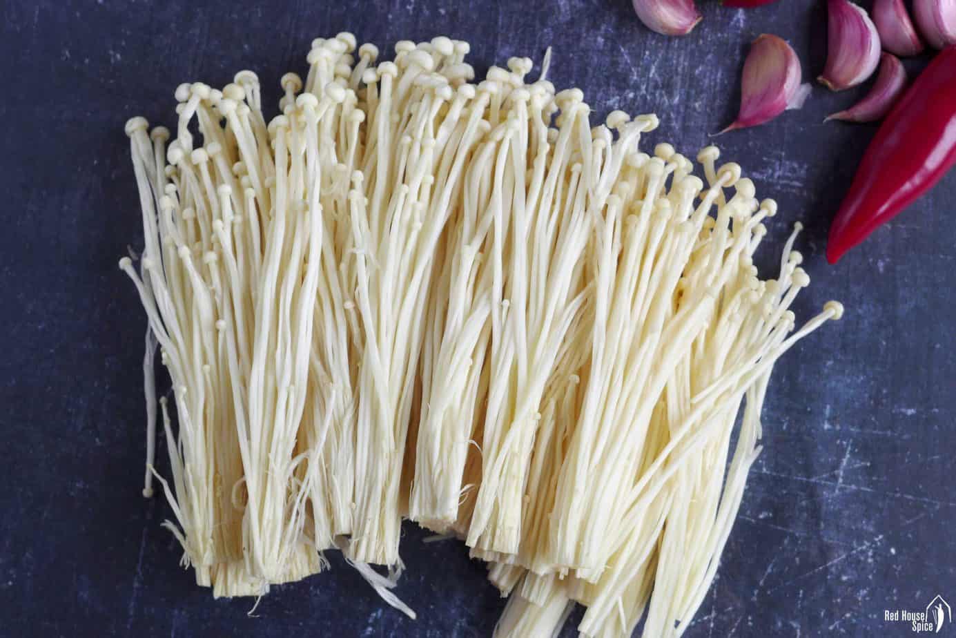 enoki mushroom in bundles