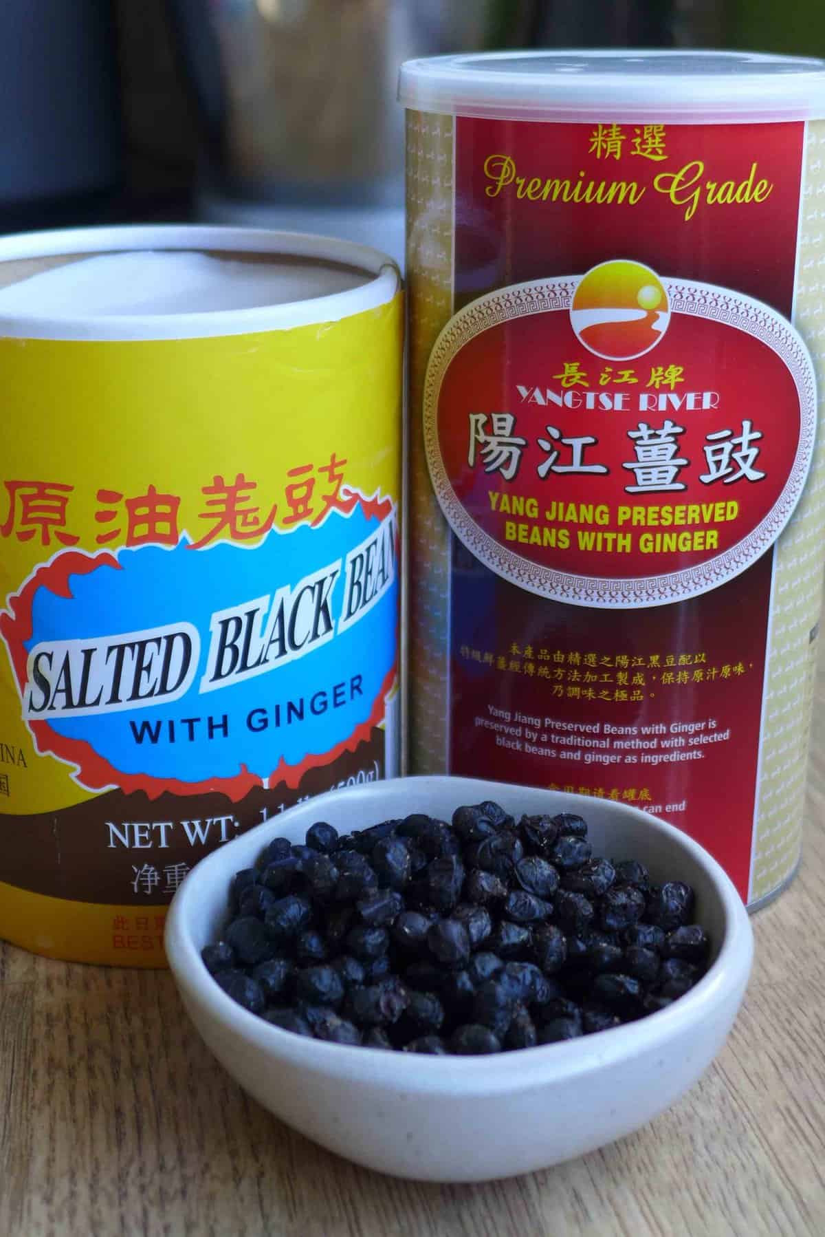 two brands of fermented black beans.