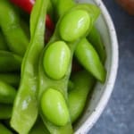 Chinese five spice edamame with pod open.