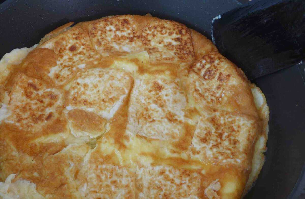 omelet flipped over.