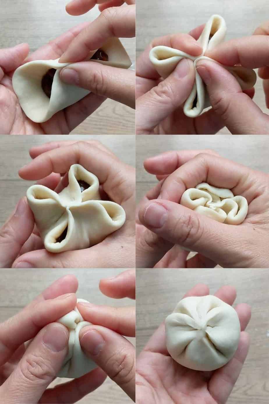 Folding a char siu bao
