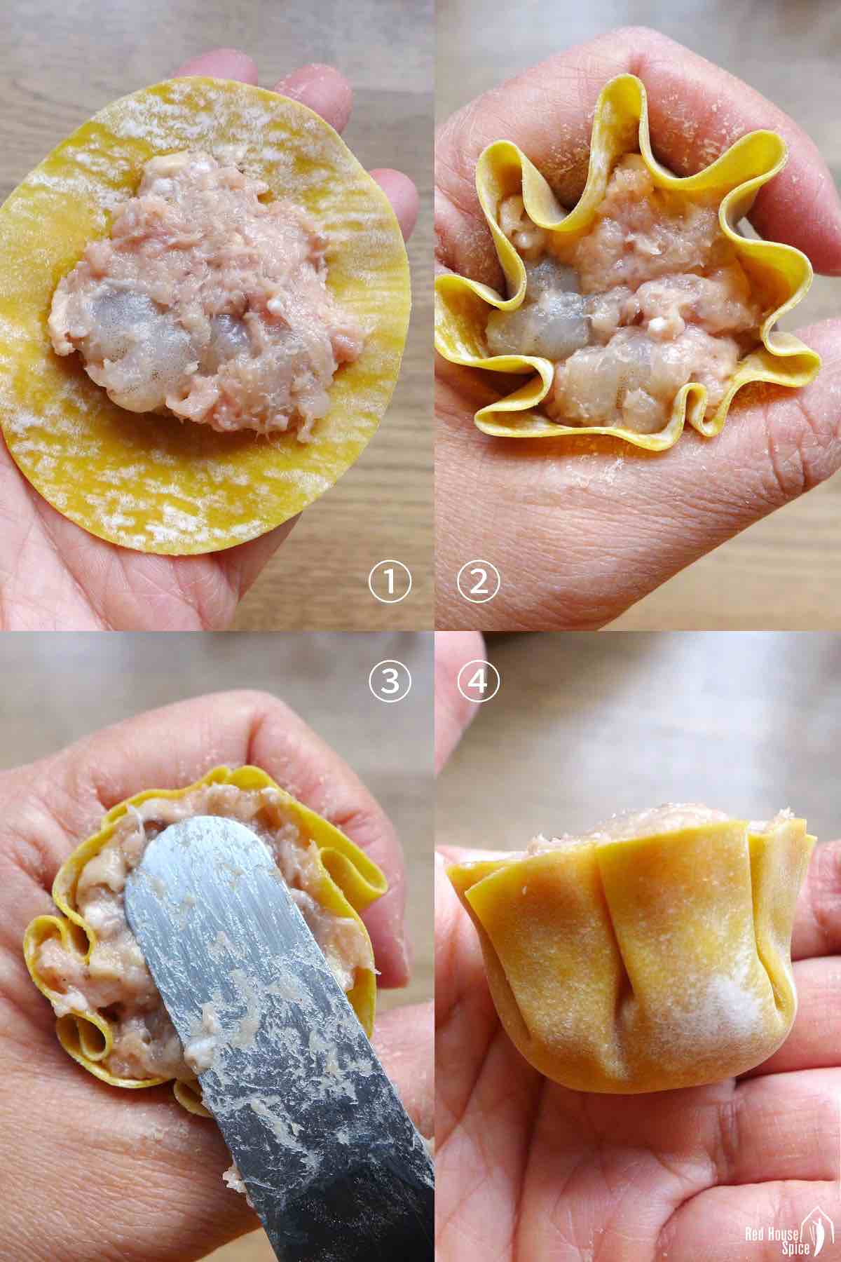 assembling a Siu Mai.