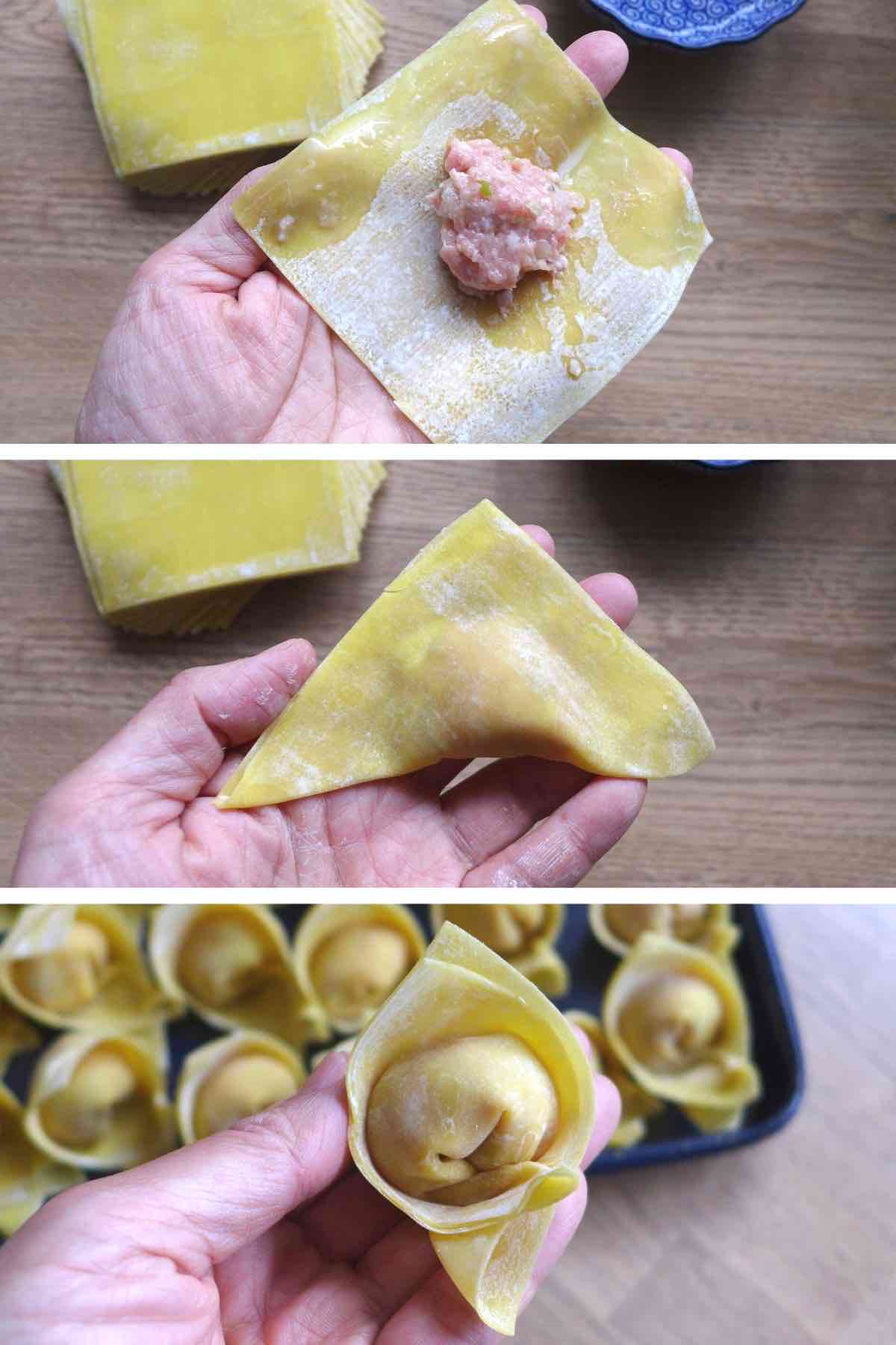 folding a wonton.