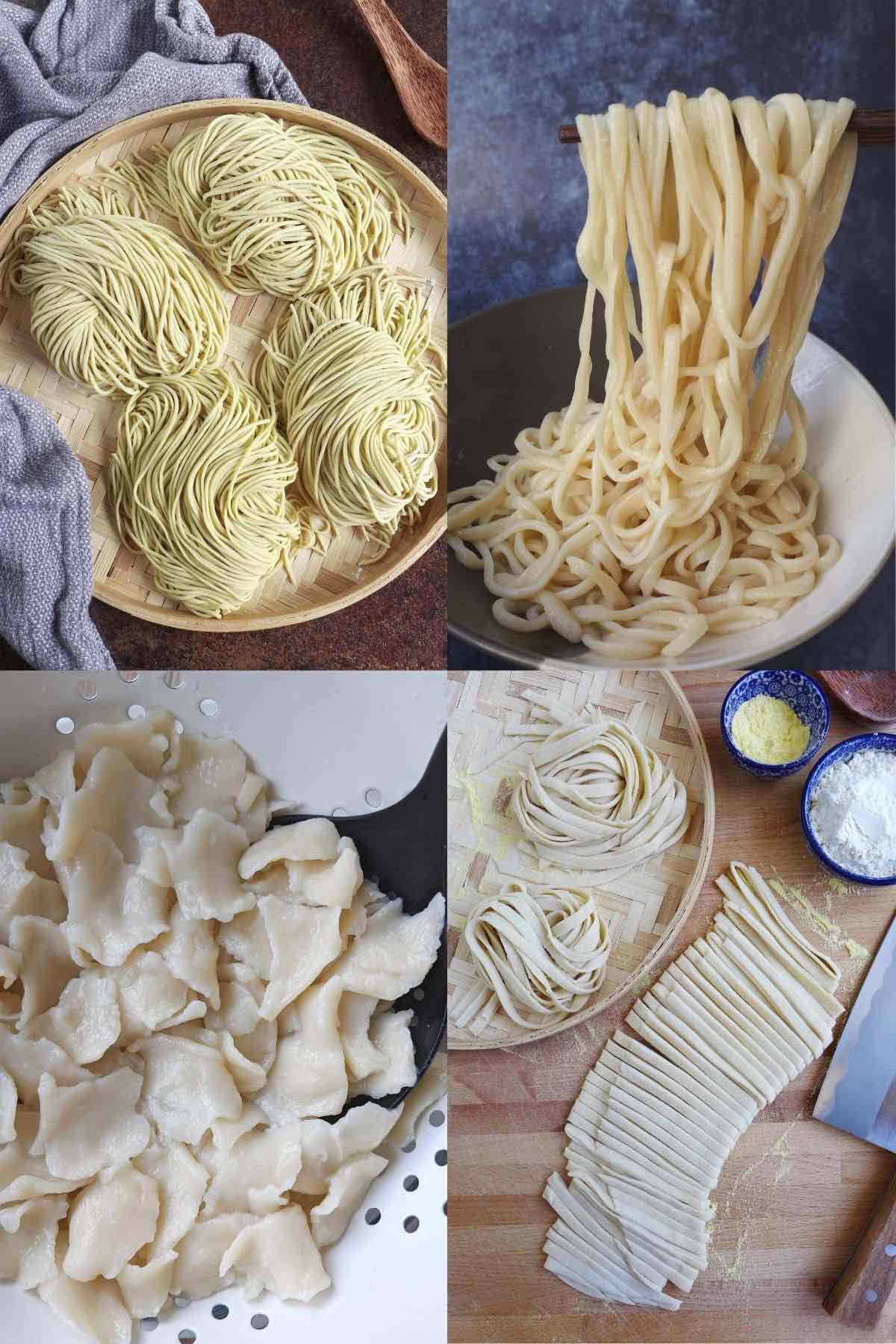 four types of homemade noodles