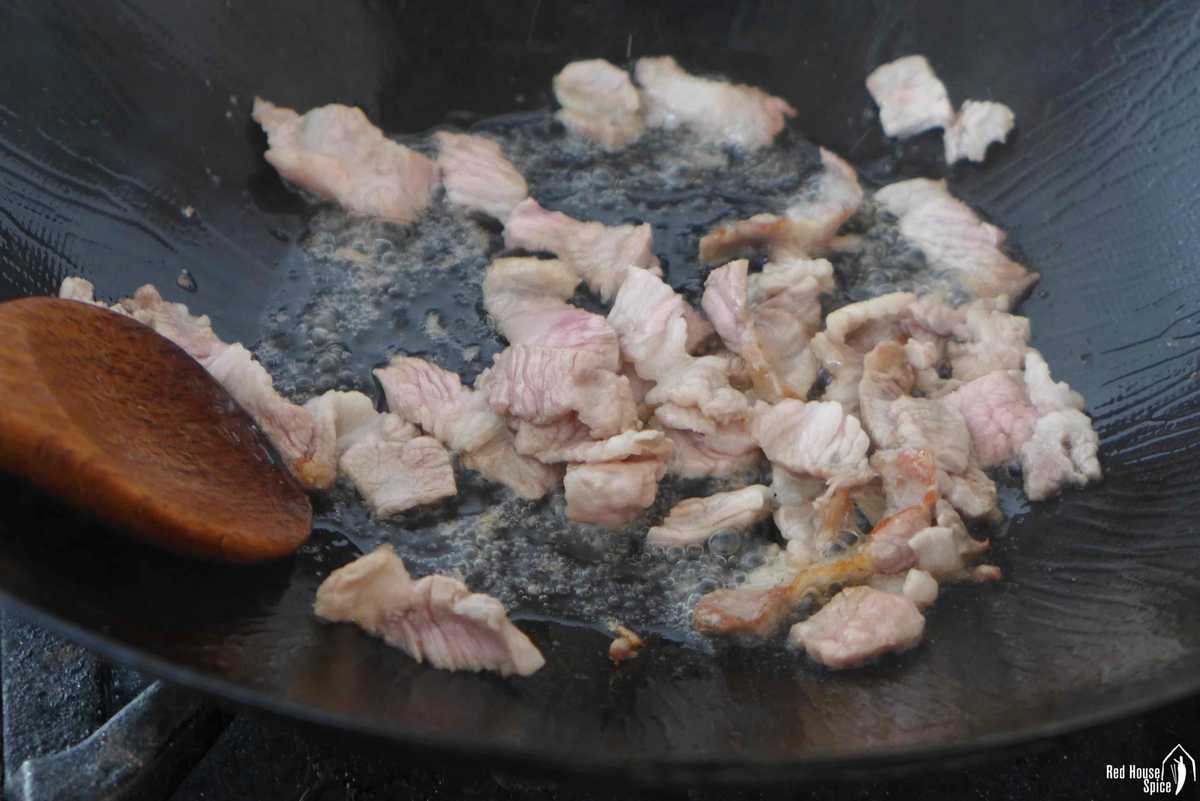 frying pork belly