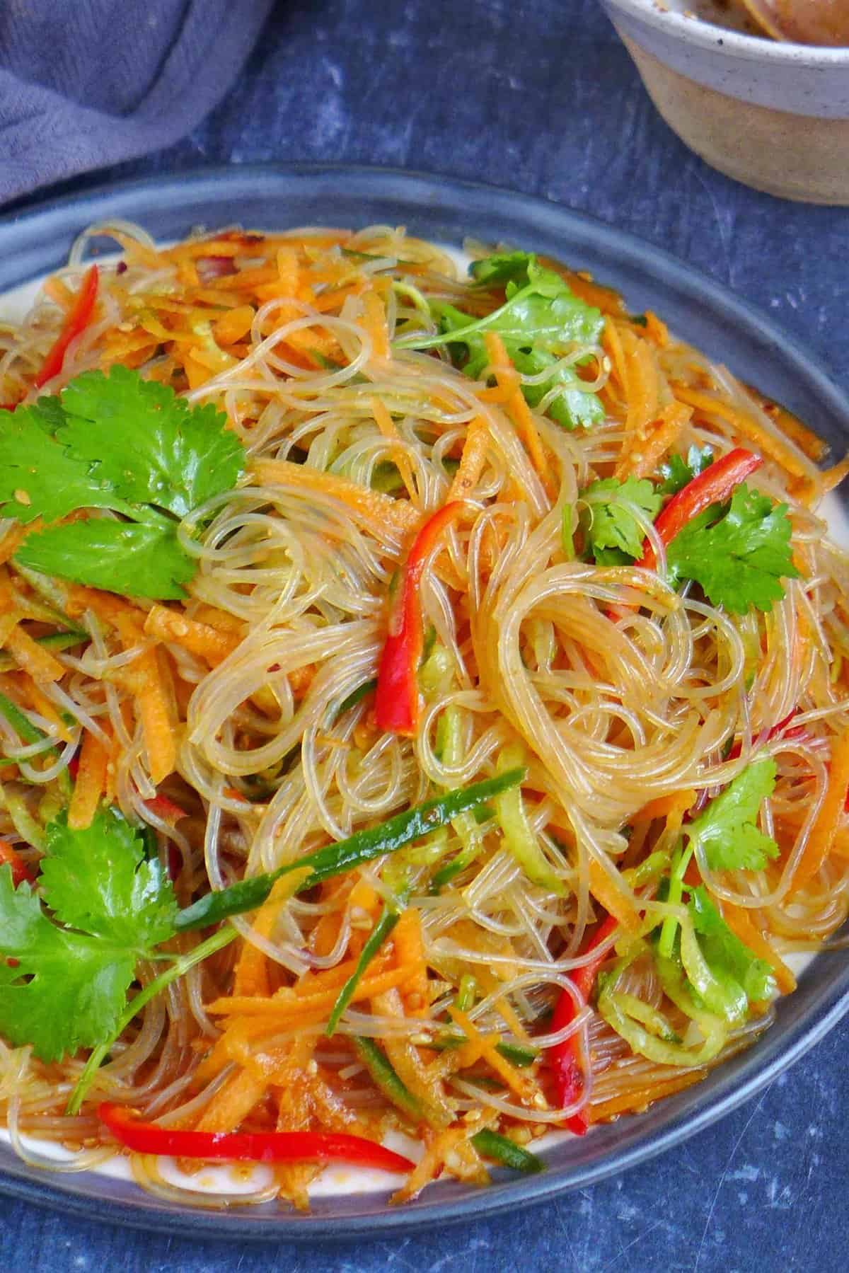 glass noodles salad with vegetables.