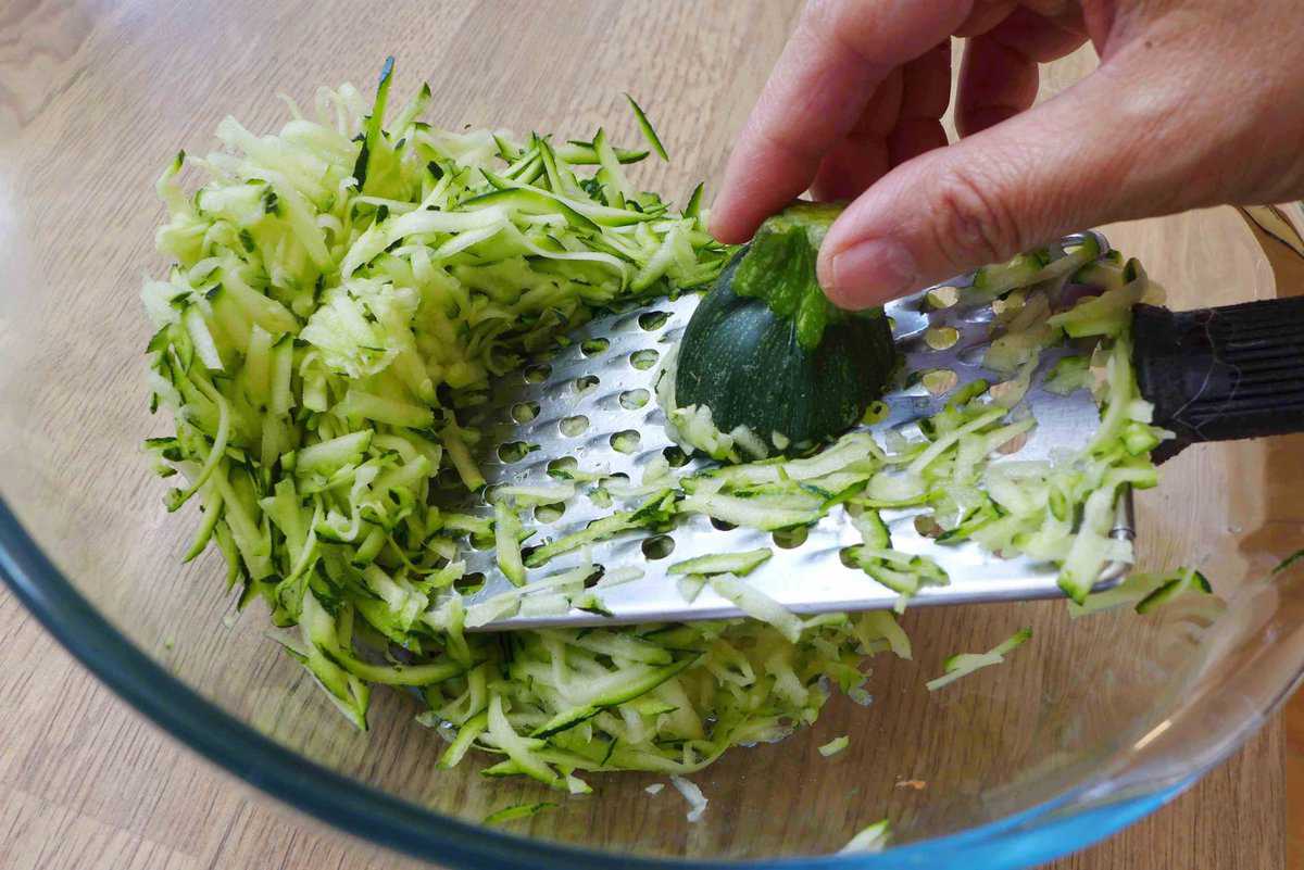 grating zucchini.