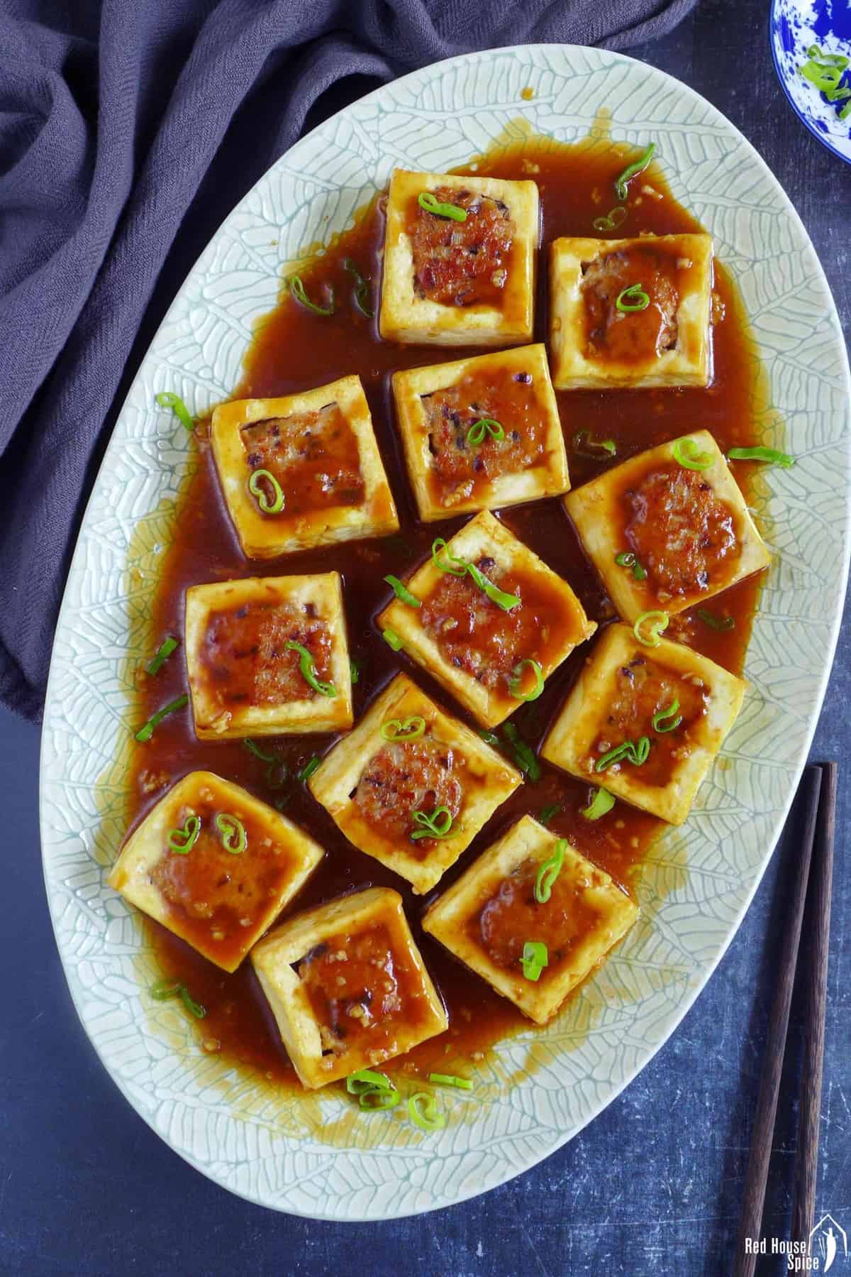 hakka stuffed tofu with a sauce