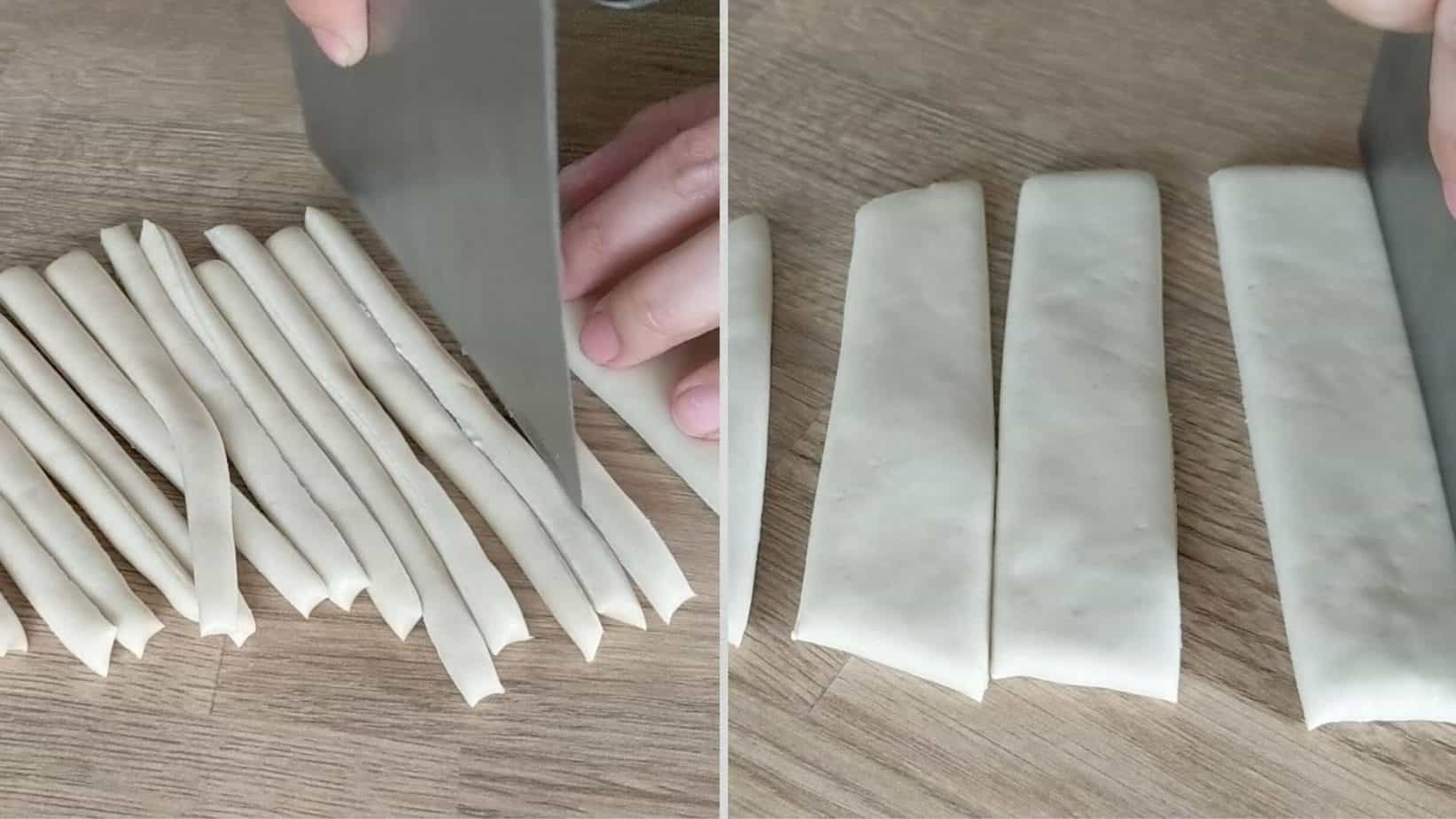 Noodle dough cut into strips