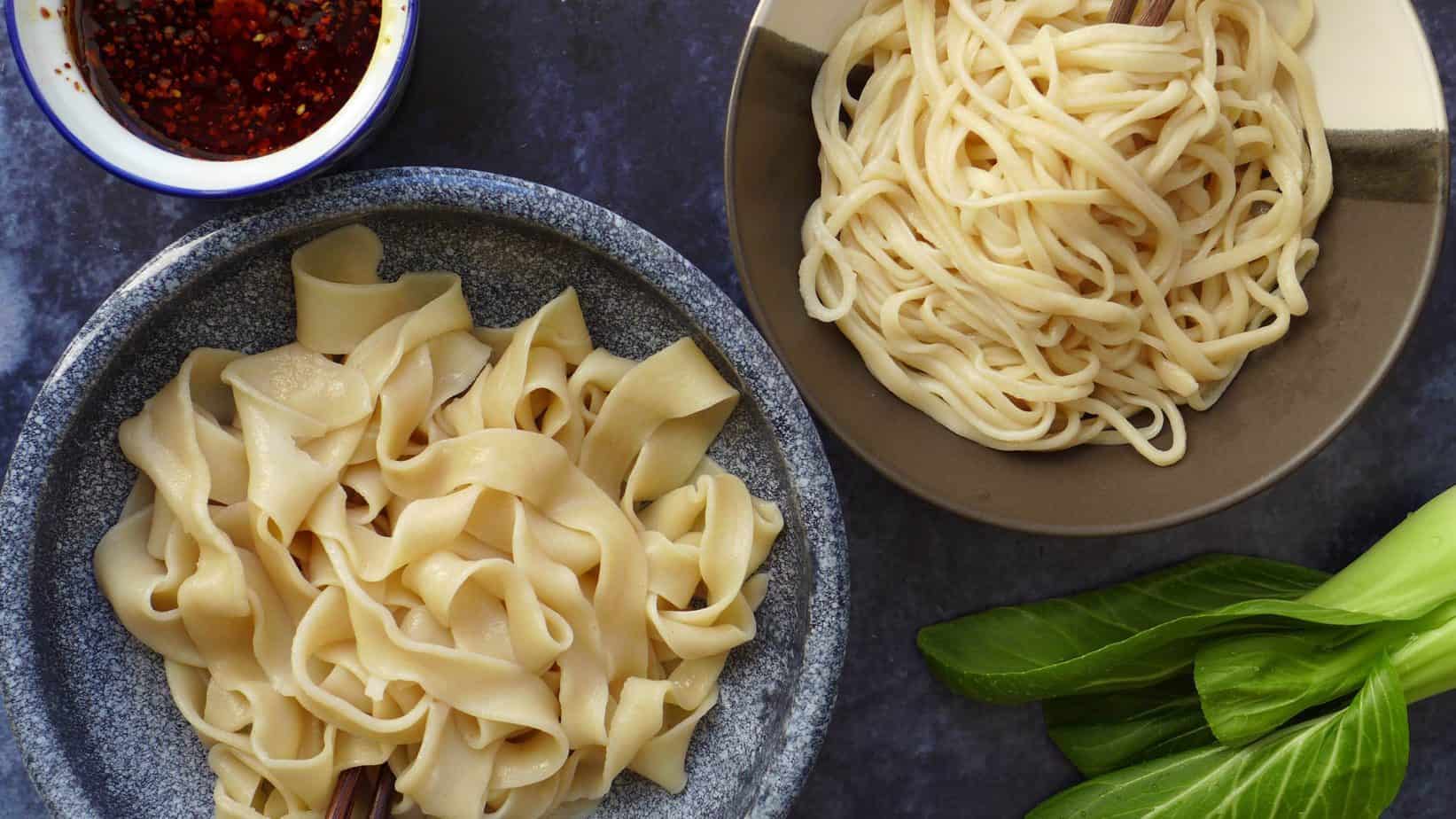 Two bowl of plain hand-pulled noodles