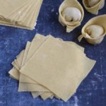 wonton wrappers and two wontons.