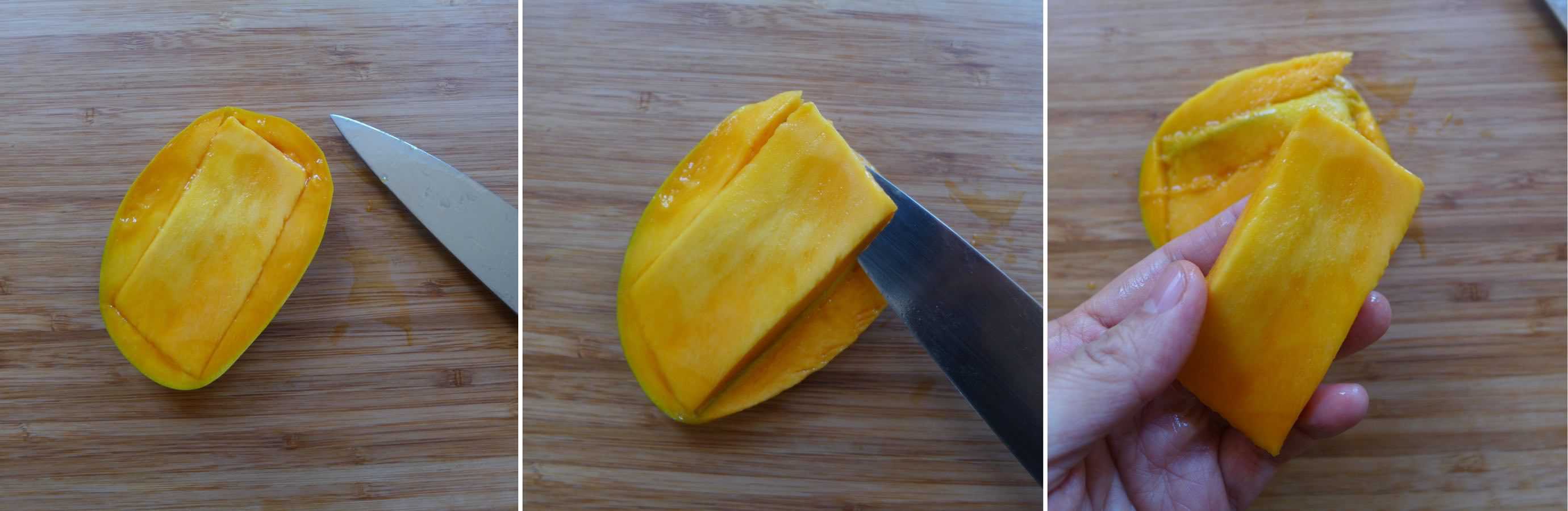 Fresh mango chunk topped with fluffy whipped cream, then wrapped with a thin, moist and elastic crepe, pillow-shaped mango pancake is a dessert to die for.