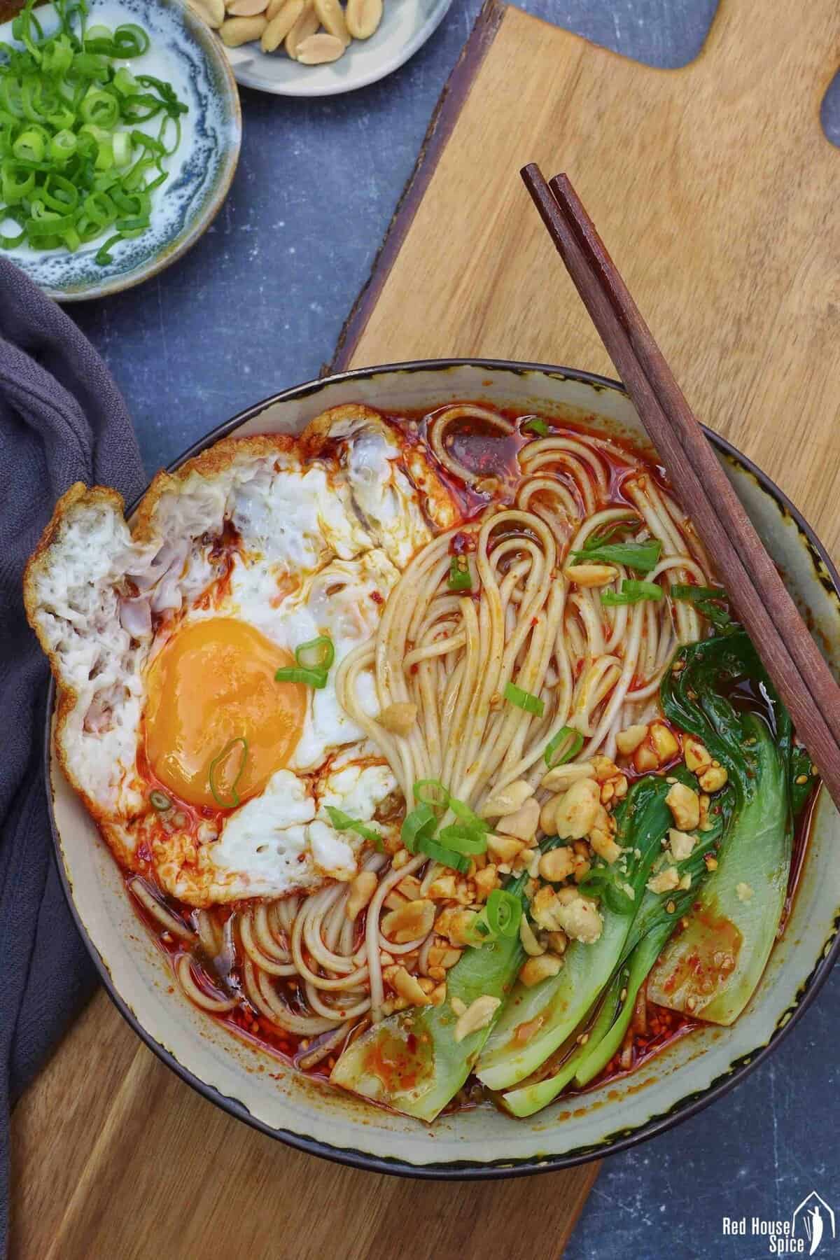 a bowl of hot and sour noodles.