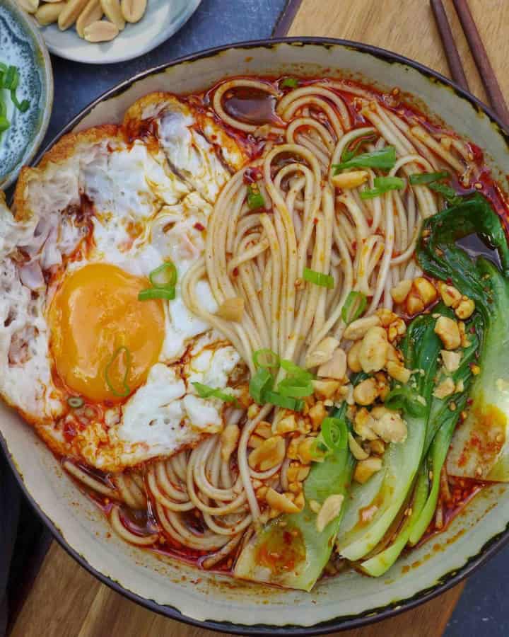 a bowl of hot and sour noodles.