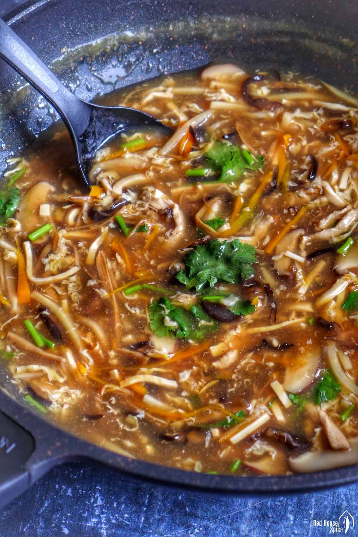 cooking hot and soup soup in a wok