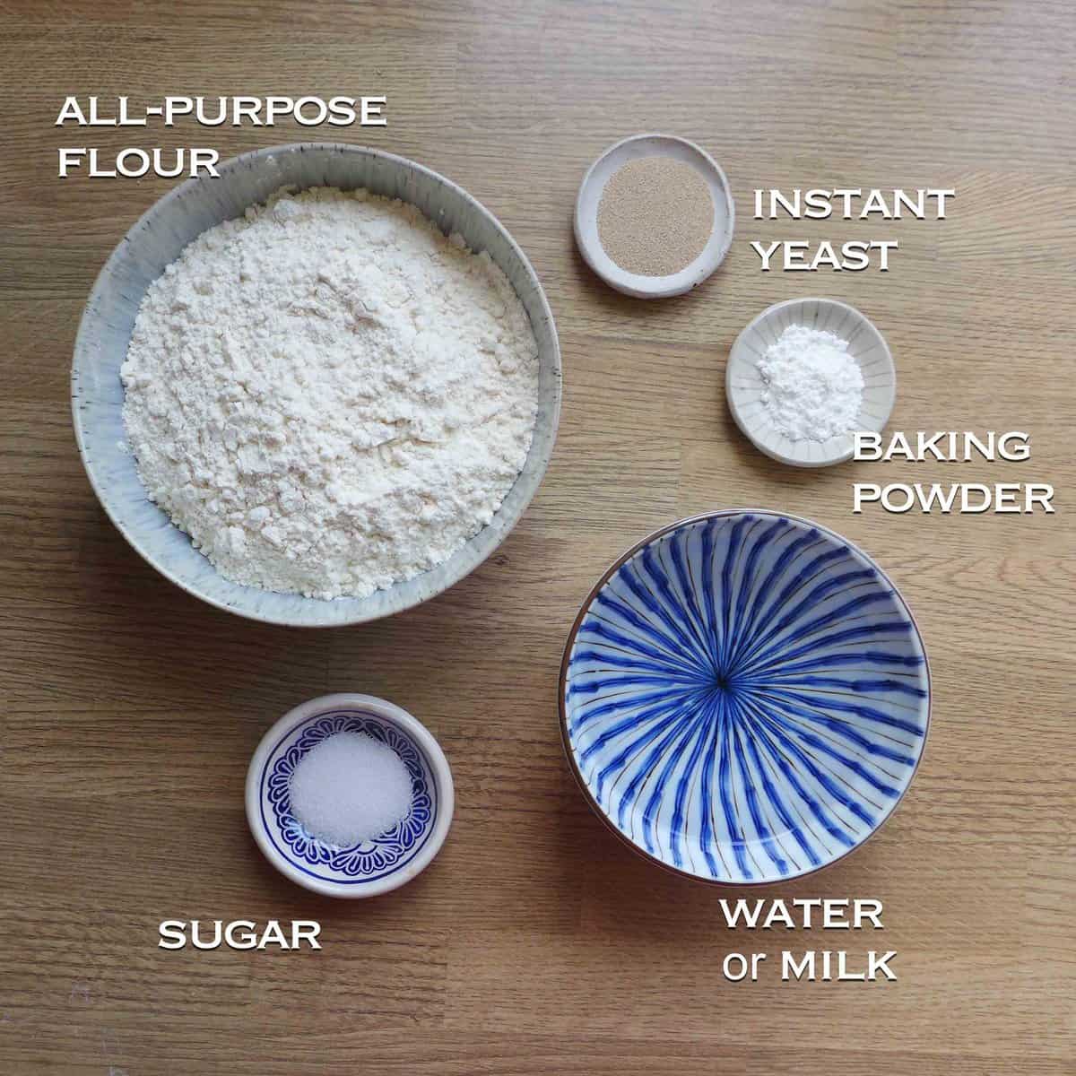 ingredients for making Bao Buns.