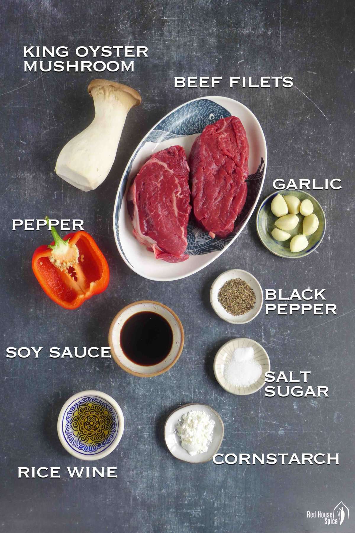 ingredients for making beef stir-fry.