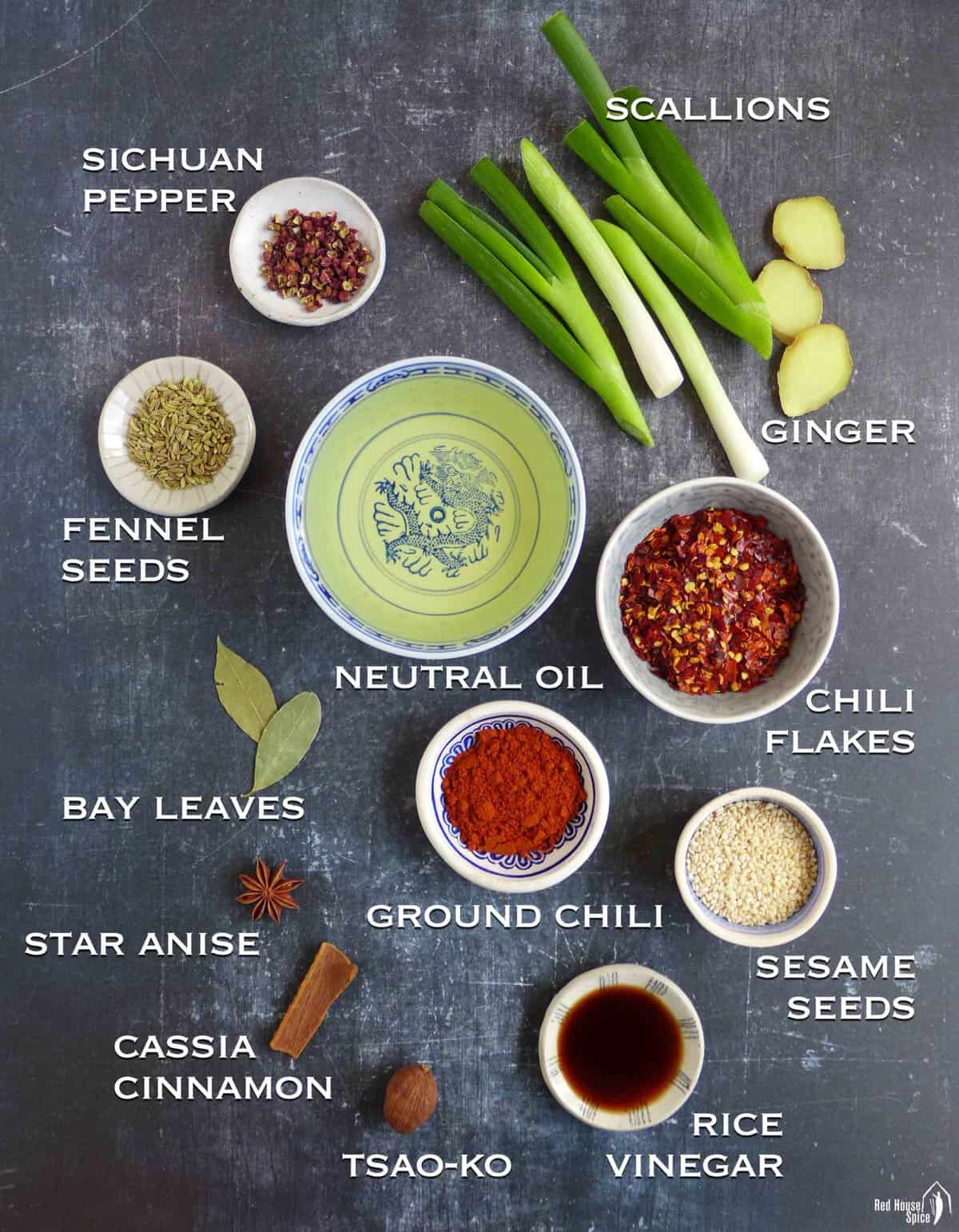 ingredients for making chili oil.