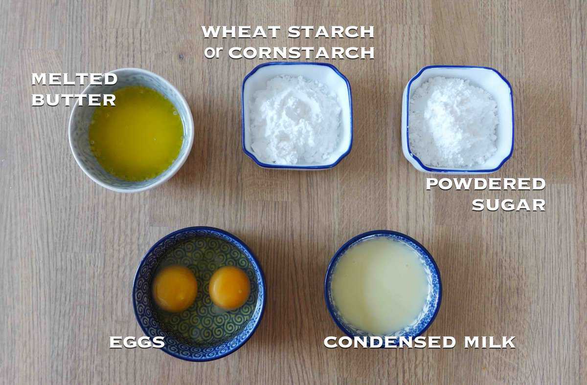ingredients for making custard filling.