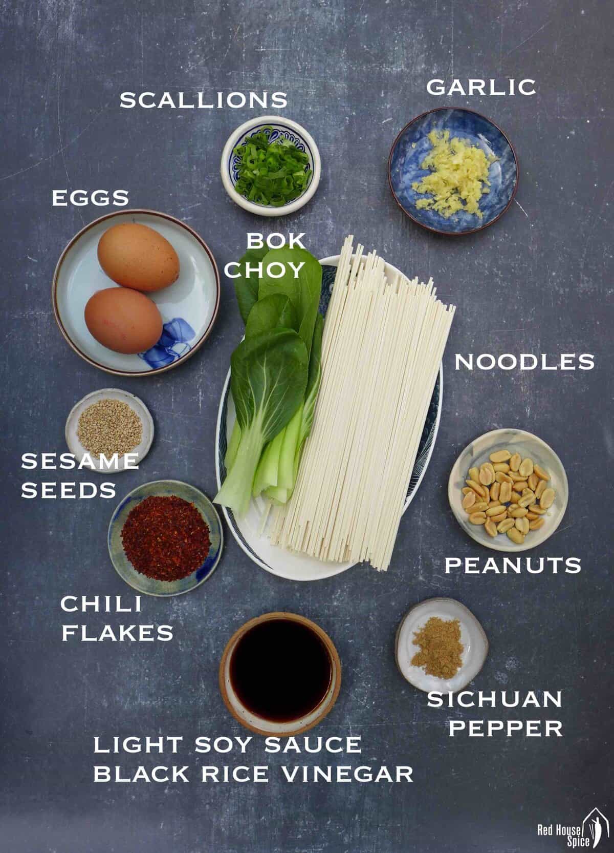 ingredients for making hot and sour noodles.