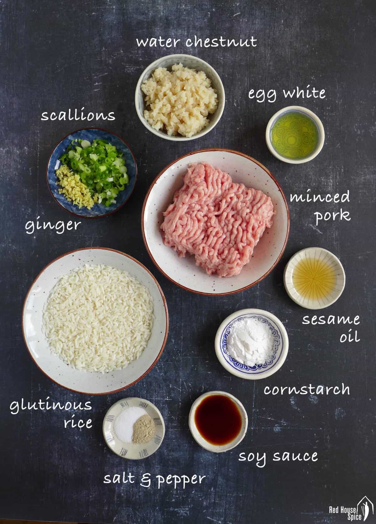 Ingredients for making pearl meatballs