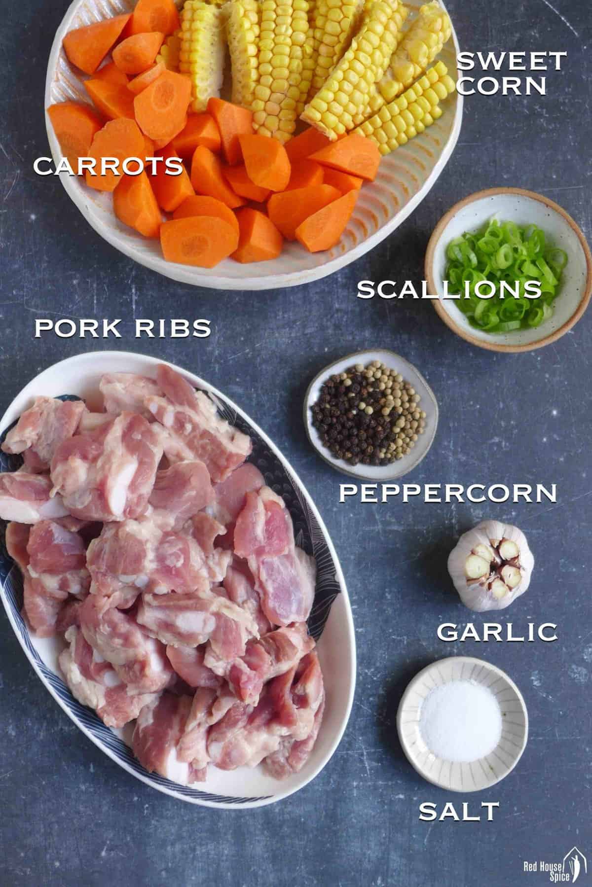 ingredients for pork rib soup.