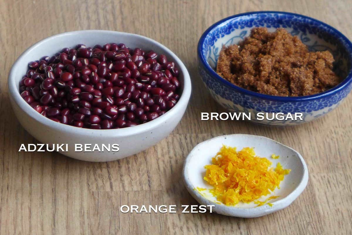 adzuki beans, brown sugar and orange zest.