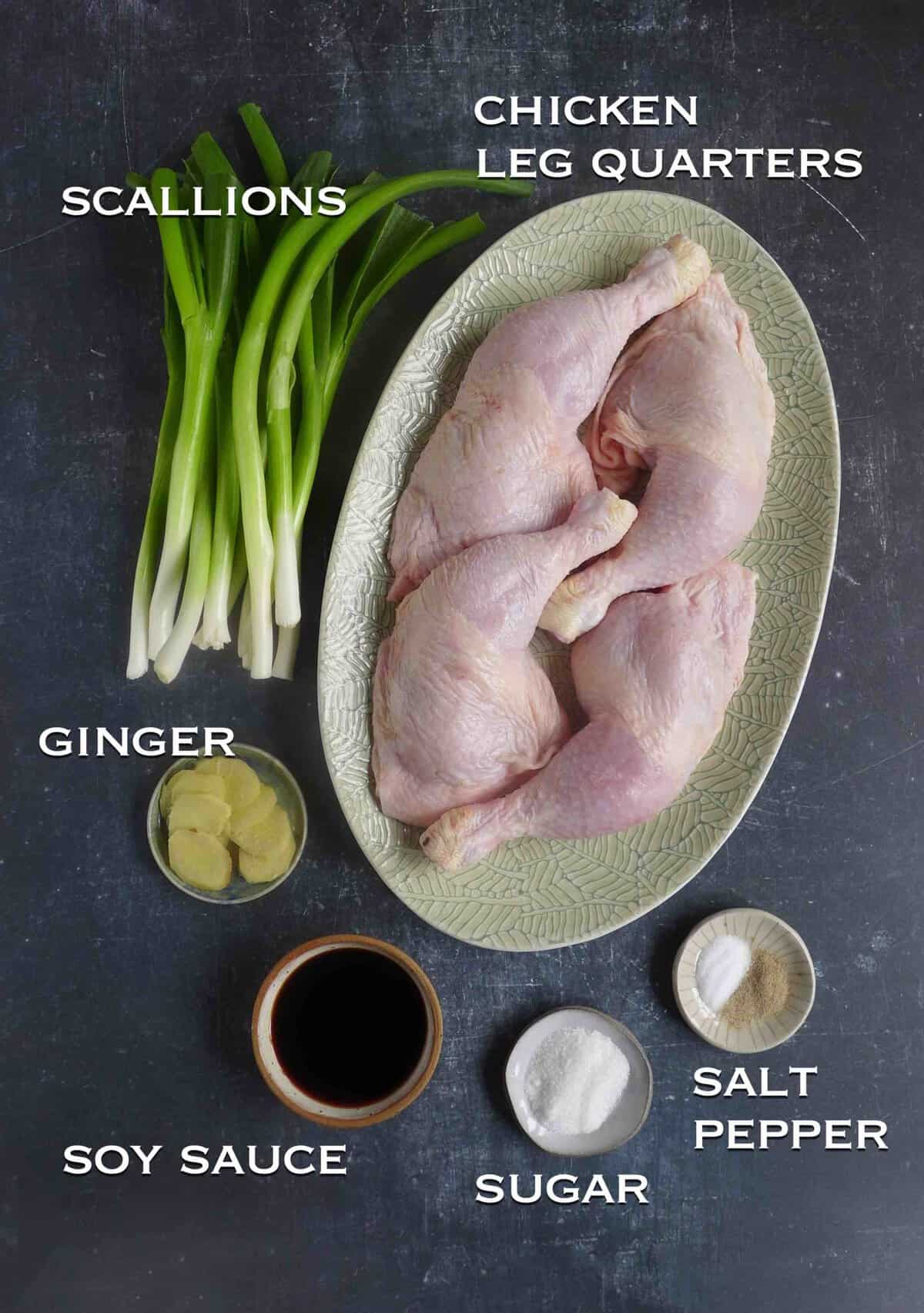 ingredients for making scallion chicken chops.