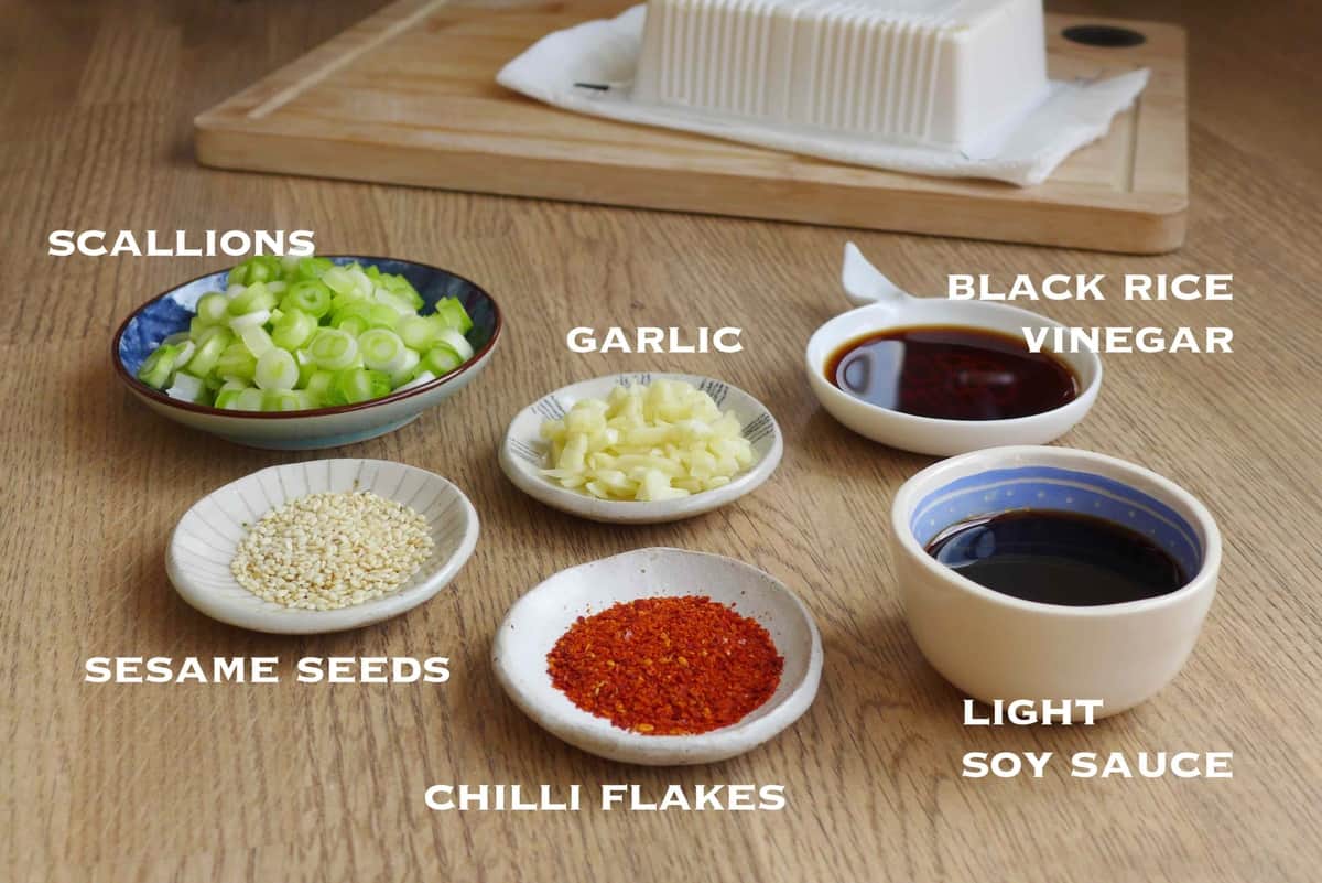 ingredients for making silken tofu salad dressing