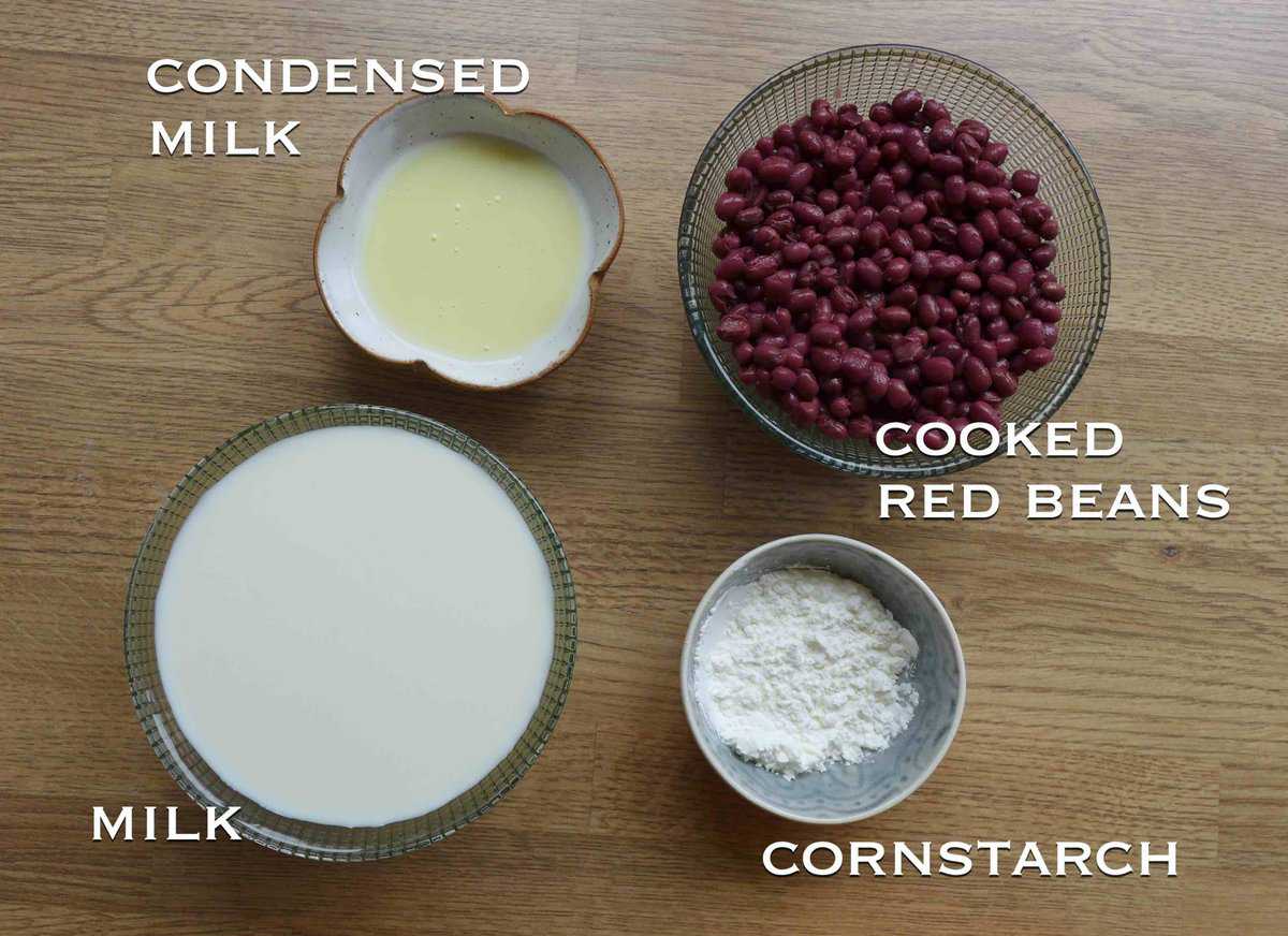 ingredients for making red bean popsicles.