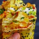 A half eaten Chinese crepe